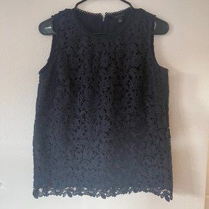 Ann Taylor Lace Sleeveless Blue Top